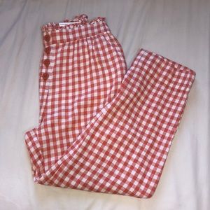 NWT Orange Plaid Straight Pants